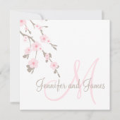 Cherry Blossom Wedding Einladung Monogram Back (Vorderseite)