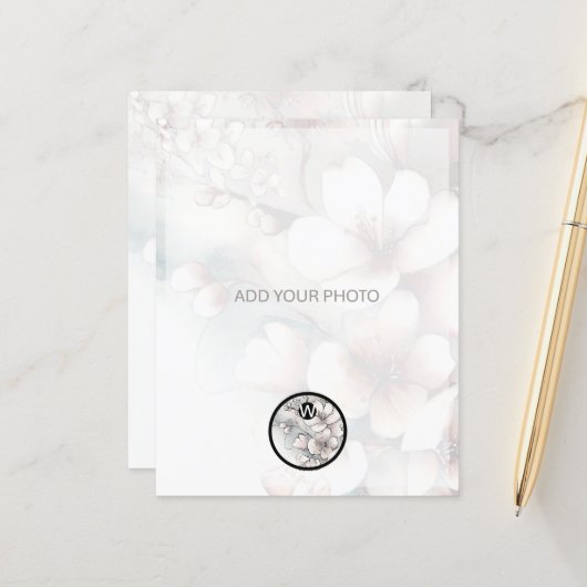 Cherry Blossom Wedding Foto Ankündigung QR Code (Vorderseite/Rückseite Beispiel)