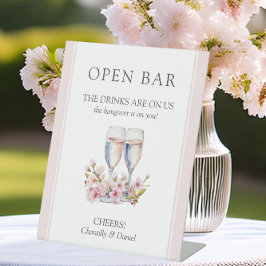 Cherry Blossom Wedding Funny Open Bar Sockelschild