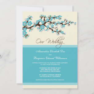 Cherry Blossom Wedding Invitation (aqua) Einladung