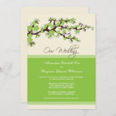 Cherry Blossom Wedding Invitation (grüner Apfel) Einladung (Vorne/Hinten)