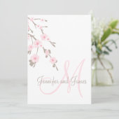 Cherry Blossom Wedding Invitation Monogram Back Einladung (Stehend Vorderseite)