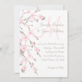 Cherry Blossom Wedding Invitation Monogram Back Einladung (Rückseite)