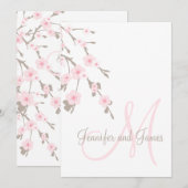 Cherry Blossom Wedding Invitation Monogram Back Einladung (Vorne/Hinten)