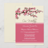 Cherry Blossom Wedding Invitation (pink) Einladung (Vorne/Hinten)