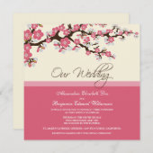 Cherry Blossom Wedding Invitation (pink) Einladung (Vorne/Hinten)