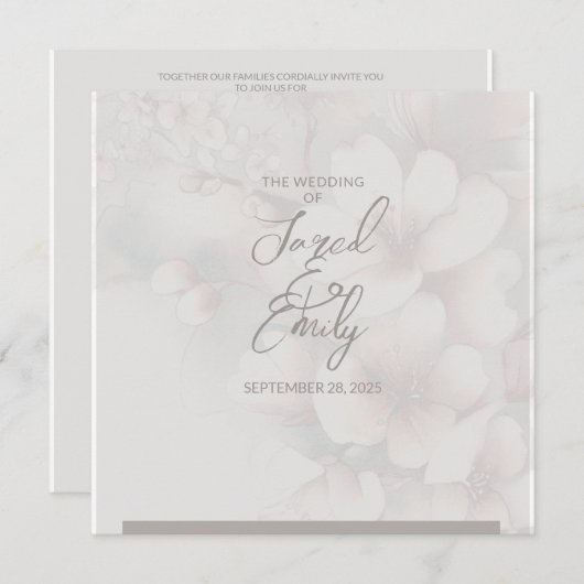 Cherry Blossom Wedding Invitation QR Code Einladung (Vorne/Hinten)
