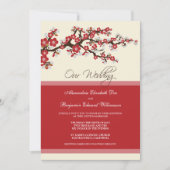 Cherry Blossom Wedding Invitation (rot) Einladung (Vorderseite)