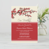 Cherry Blossom Wedding Invitation (rot) Einladung (Stehend Vorderseite)