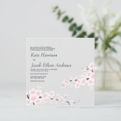 Cherry Blossom Wedding Invite // Silver Einladung (Stehend Vorderseite)