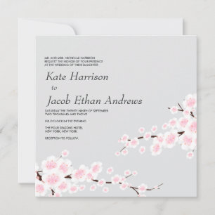 Cherry Blossom Wedding Invite // Silver Einladung