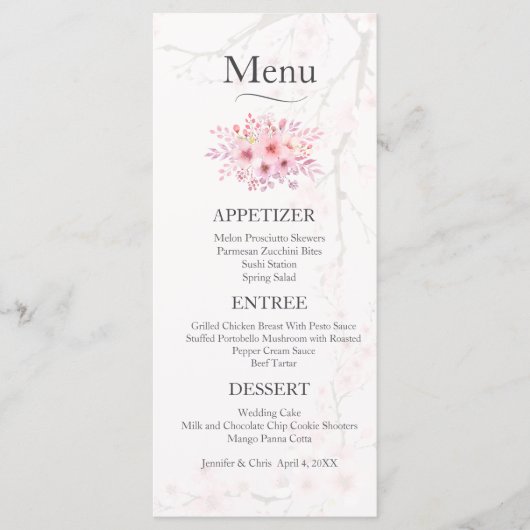 Cherry Blossom Wedding Menu Menükarte (Vorderseite)