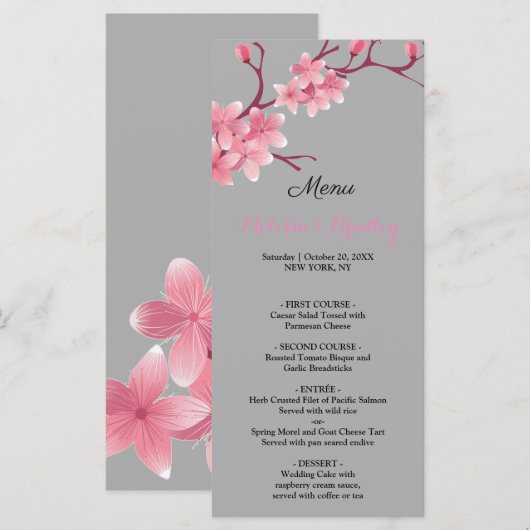Cherry Blossom Wedding Menu Programm (Vorne/Hinten)