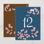 Cherry Blossom Wedding (Navy) Tischnummer (Vorne/Hinten)