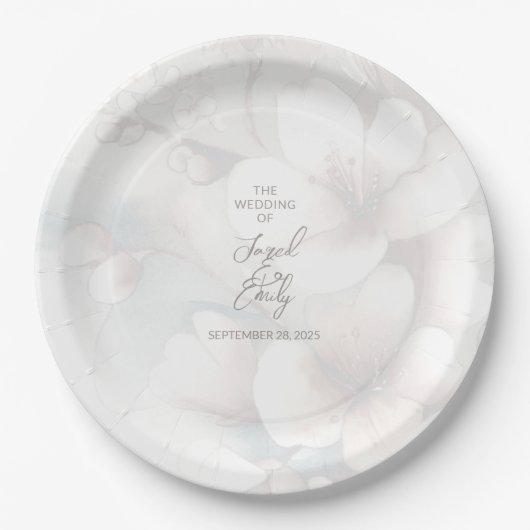 Cherry Blossom Wedding Personalisiert Paper Plate Pappteller (Vorderseite)