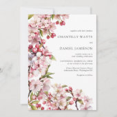 Cherry Blossom Wedding Pink Floral Foto Einladung (Vorderseite)
