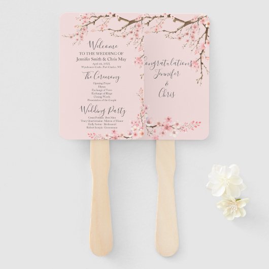 Cherry Blossom Wedding Program Fächer (Vorne und Hinten)