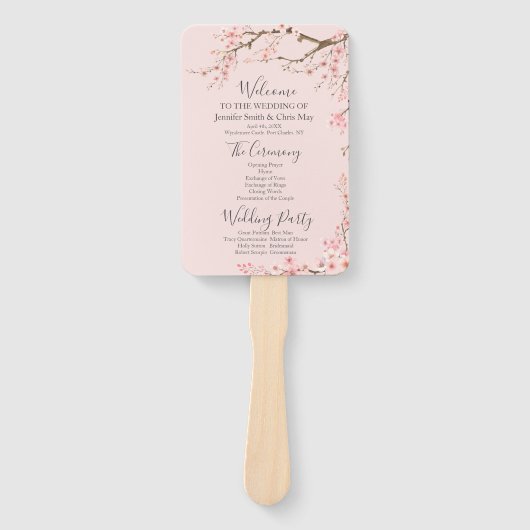 Cherry Blossom Wedding Program Fächer (Vorderseite)