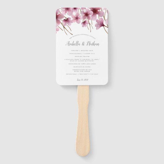 Cherry Blossom Wedding Program Fächer (Vorderseite)