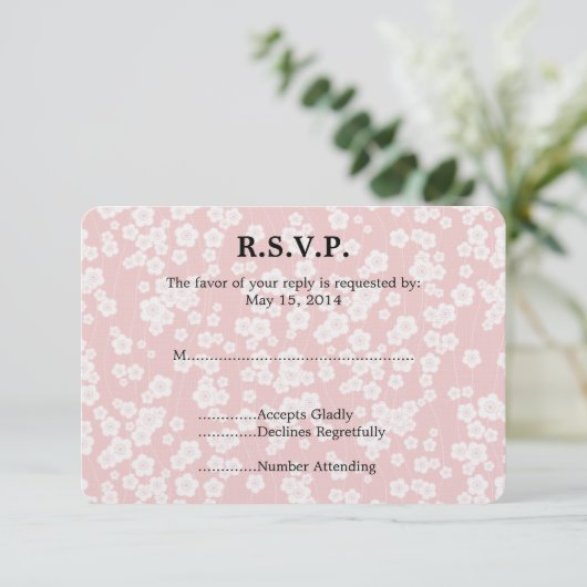 Cherry Blossom Wedding RSVP (Stehend Vorderseite)