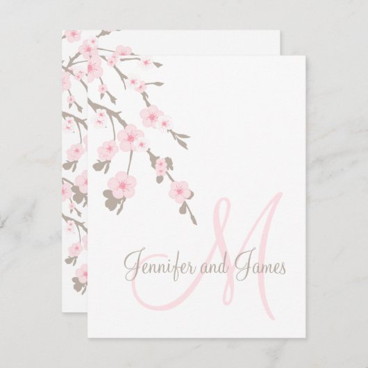 Cherry Blossom Wedding RSVP Cards Monogram (Vorne/Hinten)