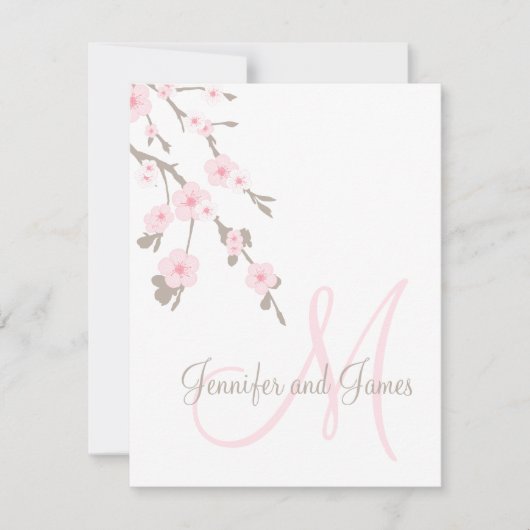 Cherry Blossom Wedding RSVP Cards Monogram Karte (Vorderseite)