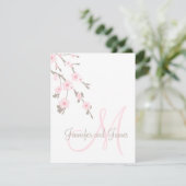 Cherry Blossom Wedding RSVP Cards Monogram Karte (Stehend Vorderseite)
