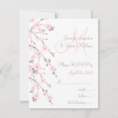 Cherry Blossom Wedding RSVP Cards Monogram Karte (Rückseite)