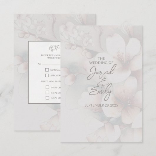 Cherry Blossom Wedding RSVP Karte (Vorne/Hinten)