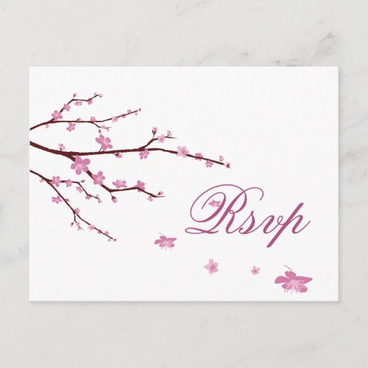 Cherry Blossom Wedding RSVP Postkarten (Vorderseite)