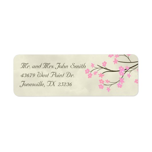 Cherry Blossom Wedding Rücksendeadressen-Aufkleber (Vorne)