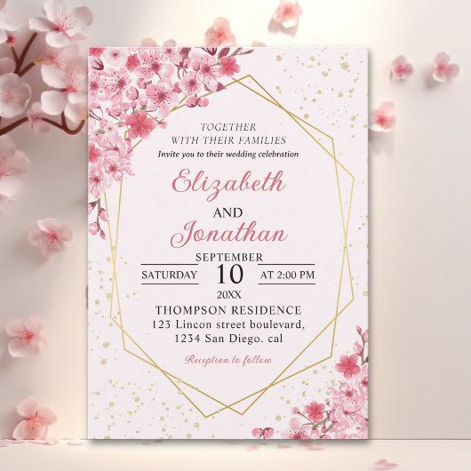 Cherry Blossom Wedding – Sakura Floral Wedding Einladung