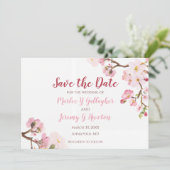 Cherry Blossom Wedding Save the Date Card (Stehend Vorderseite)