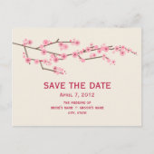 Cherry Blossom Wedding Save the Date Postcard Ankündigungspostkarte (Vorderseite)