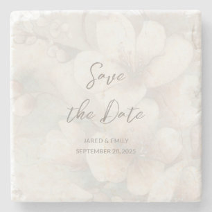 Cherry Blossom Wedding Save the Date Steinuntersetzer