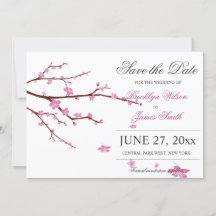 Cherry Blossom Wedding speichern das Datum Karten