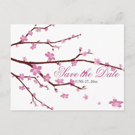 Cherry Blossom Wedding speichern das Datum Postkar Ankündigungspostkarte