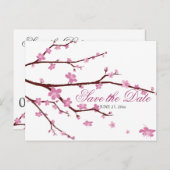 Cherry Blossom Wedding speichern das Datum Postkar Ankündigungspostkarte (Vorne/Hinten)