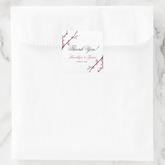 Cherry Blossom Wedding Stickers Square (Tasche)