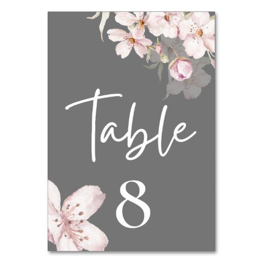 Cherry Blossom Wedding Table Card Tischnummer (Vorderseite)