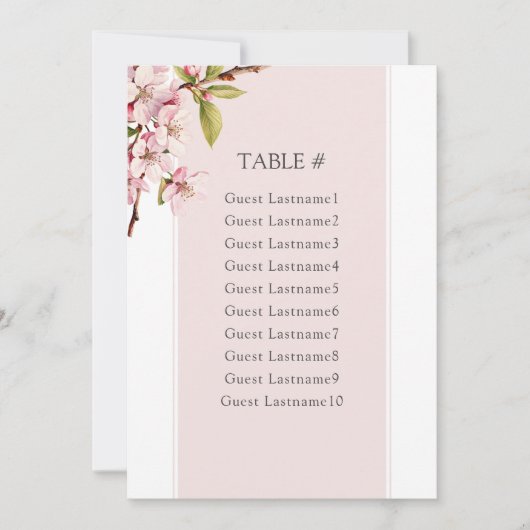 Cherry Blossom Wedding Table Cards (Vorderseite)