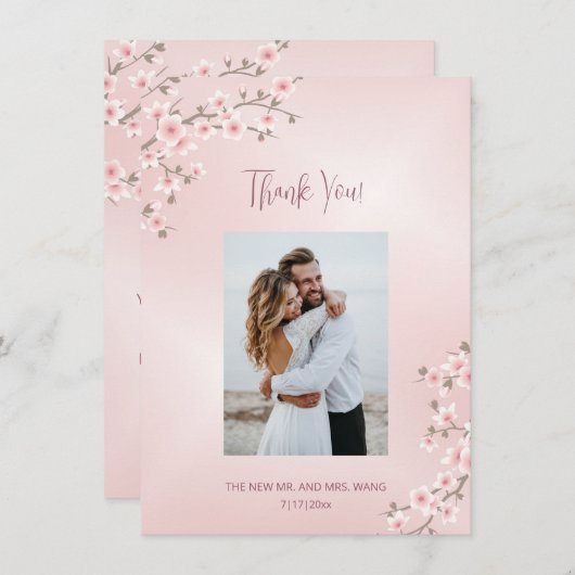 Cherry Blossom Wedding Thank You Dankeskarte (Vorne/Hinten)