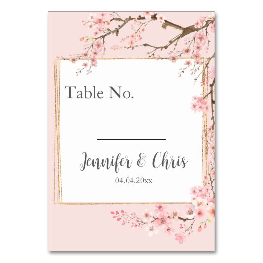 Cherry Blossom Wedding Tischnummer (Vorderseite)