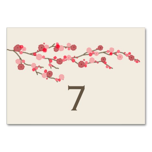 Cherry Blossom Wedding Tischnummer Card (Vorderseite)