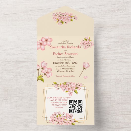 Cherry Blossom Wedding & UAWG All In One Einladung (Innen Boden)