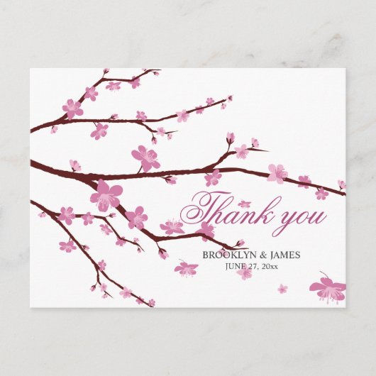 Cherry Blossom Wedding Vielen Dank Postkarten (Vorderseite)
