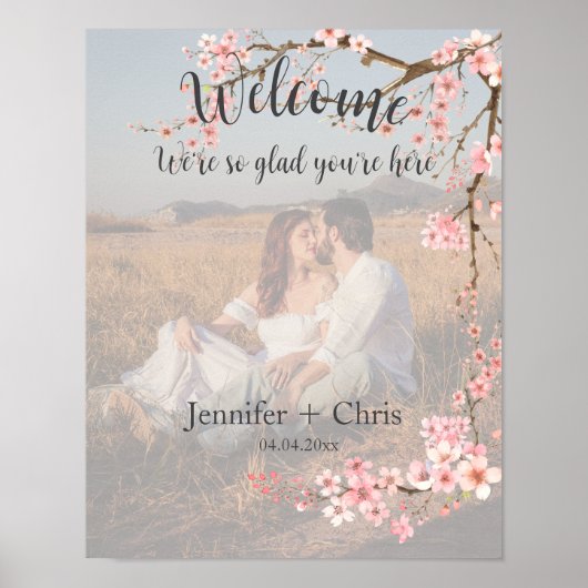 Cherry Blossom Wedding Welcome Foto Poster (Vorne)