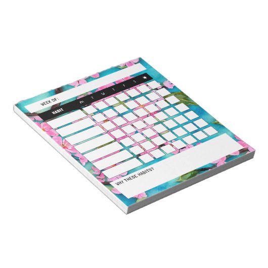 Cherry Blossom Weekly Habit Tracker Notepad Notizblock (angewinkelt)