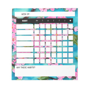 Cherry Blossom Weekly Habit Tracker Notepad Notizblock