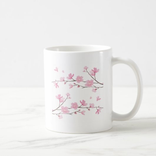 Cherry Blossom - Weißer Hintergrund Kaffeetasse (Rechts)